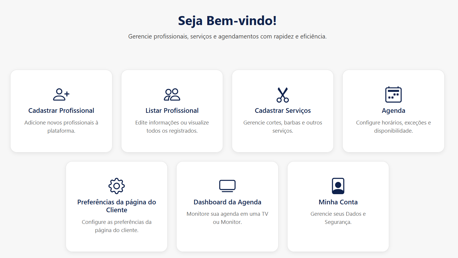 Home do painel administrativo do GoBook